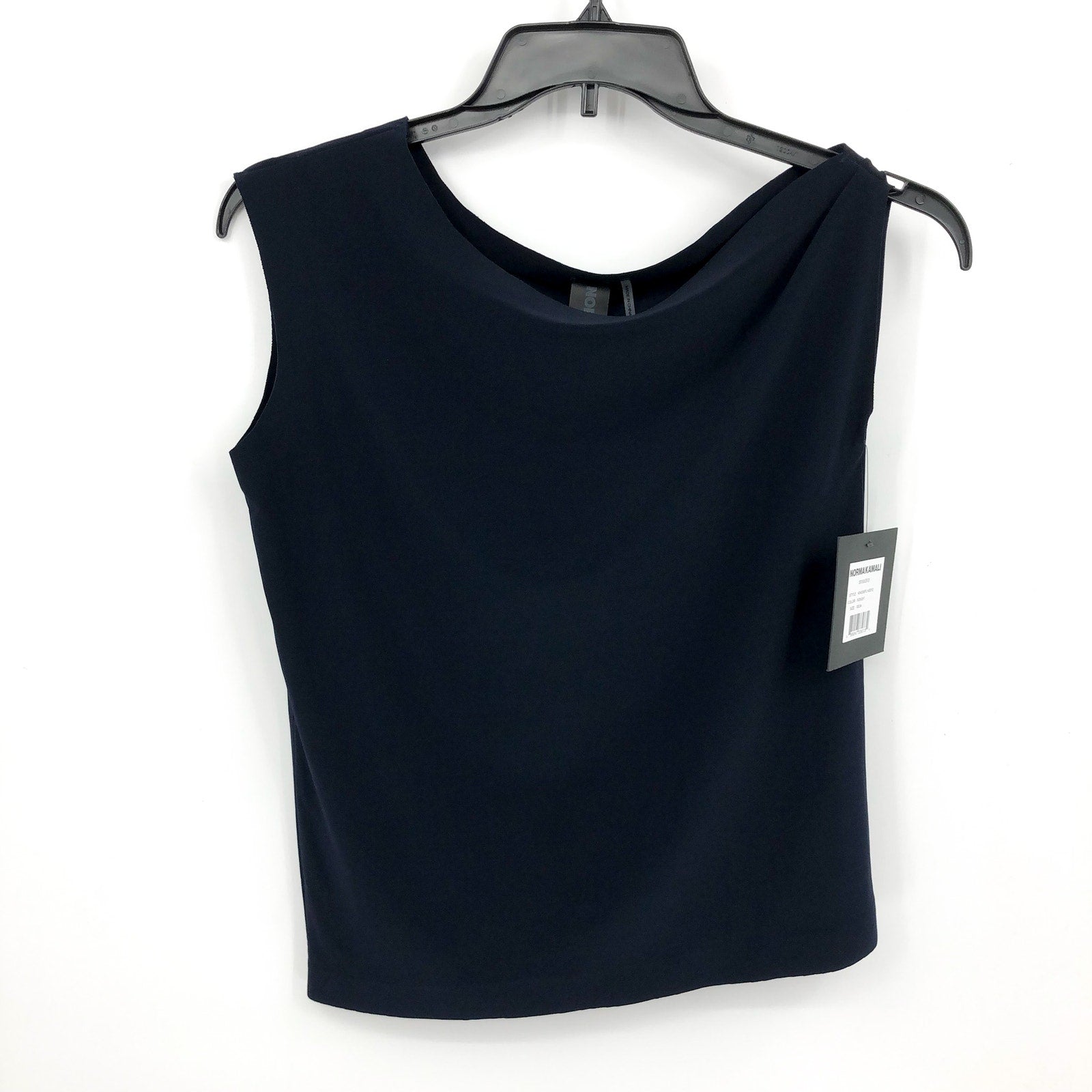 NORMA KAMALI Women's Drop Shoulder Top XS Midnight Navy Blue Jersey Stretch NWT