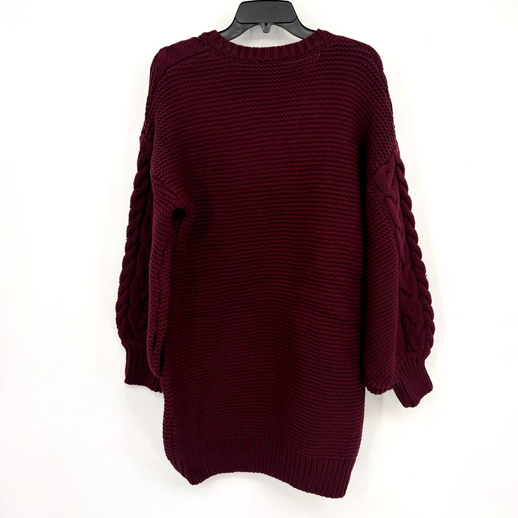BARDOT Women's Bell Knit Sweater Dress Size 8 Burgundy Red Long Sleeve NWT