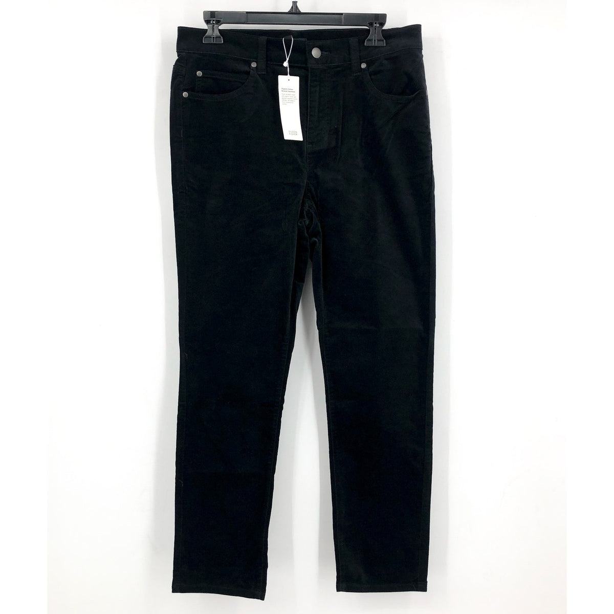 EILEEN FISHER Women's Slim Ankle Jeans Small Black Velveteen High Waisted NWT