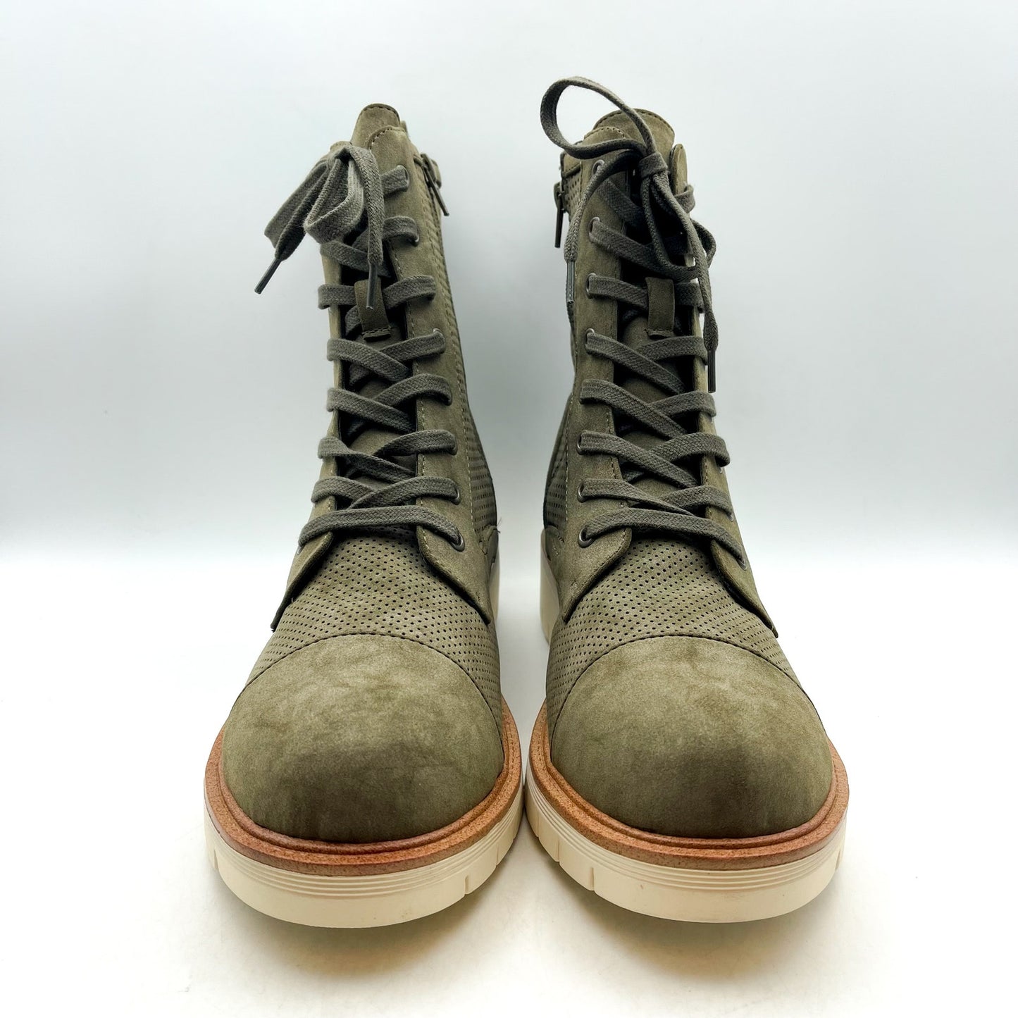 MIA Womens Havenn Kashton Lace Up Combat Boots US 8.5 M Olive Vegan Suede NWOB