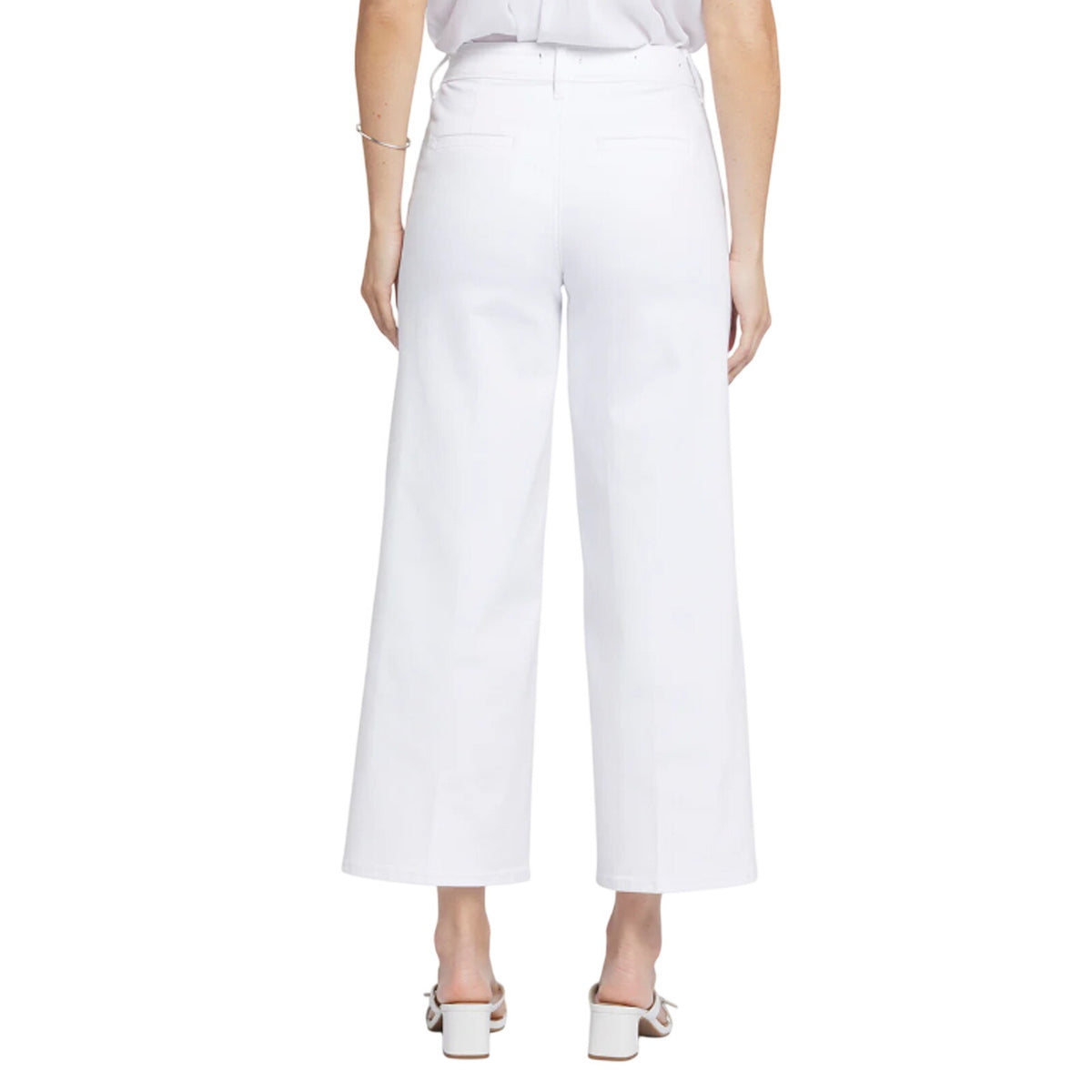 NYDJ Women's Mona Wide Leg Ankle Jeans Size 8 Optic White Denim Trouser NWT