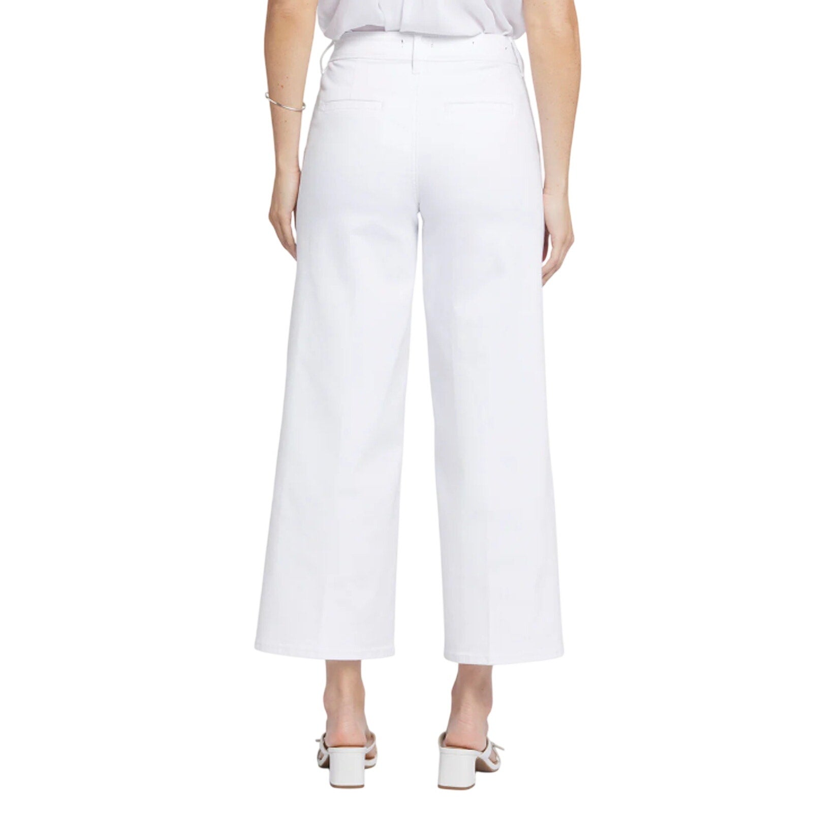 NYDJ Women's Mona Wide Leg Ankle Jeans Size 8 Optic White Denim Trouser NWT