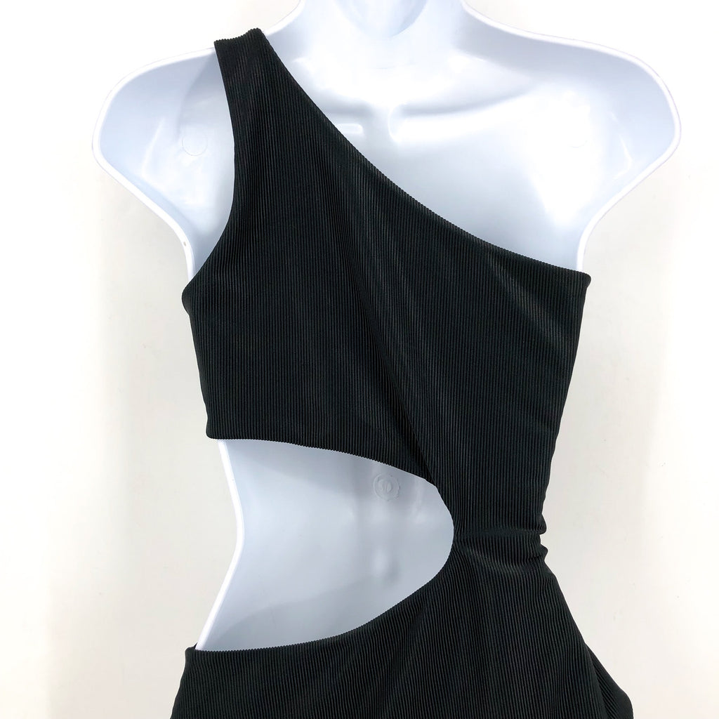 BEACH RIOT Celine Cutout One-Shoulder One-Piece Swimsuit Medium Black NWT