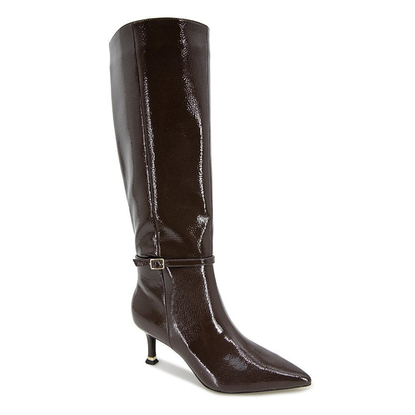 Kenneth Cole New York Women Utah Knee High Boots US 6 Brown Patent Leather NWOB