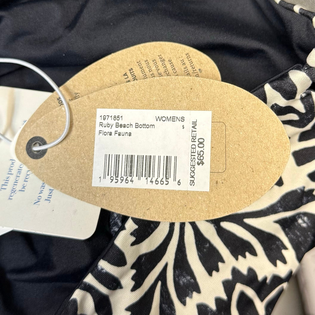 PRANA Women's Ruby Beach Bottom Small Black Flora Fauna Print Side Lace NWT