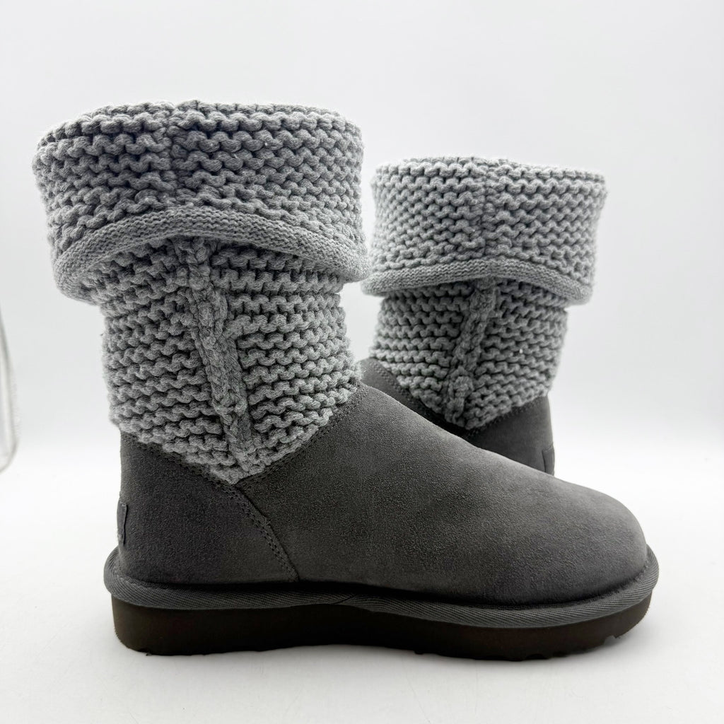 UGG Womens Shaina Mid Calf Boots US 5 EU 36 Gray Suede Knitted NWOB