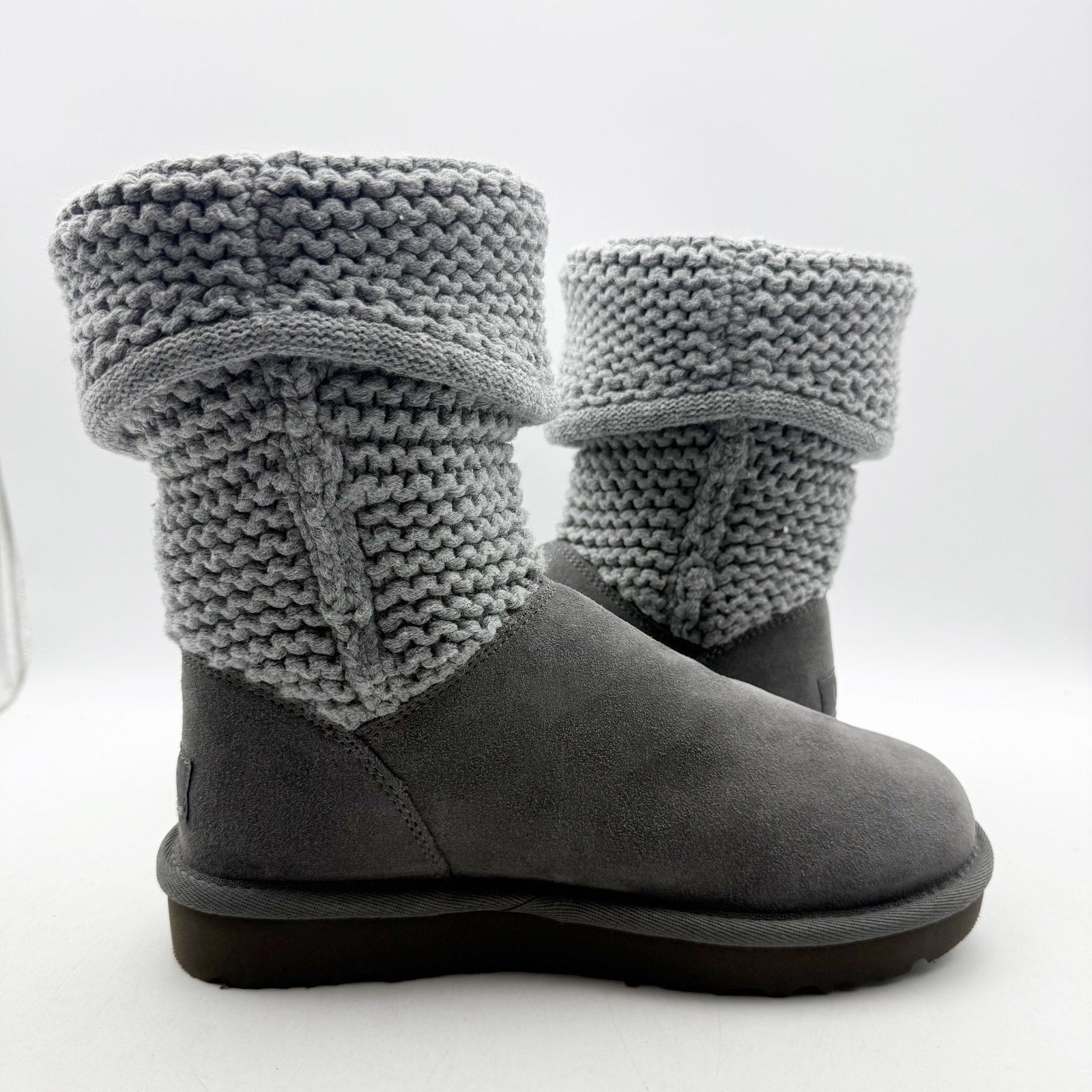 UGG Womens Shaina Mid Calf Boots US 5 EU 36 Gray Suede Knitted NWOB