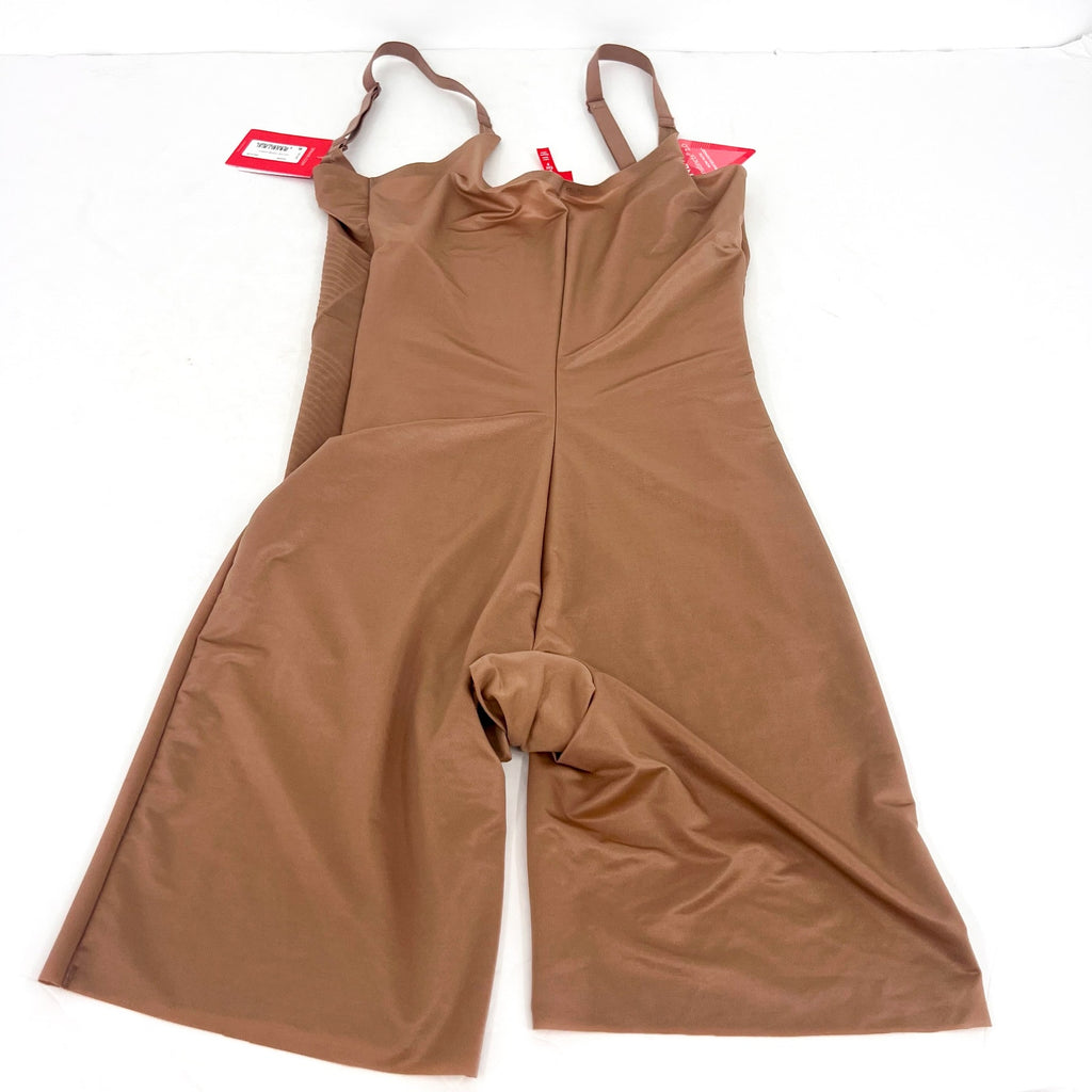 SPANX Open-Bust Mid-Thigh Bodysuit Small Cafe Au Lait 10235R NWT