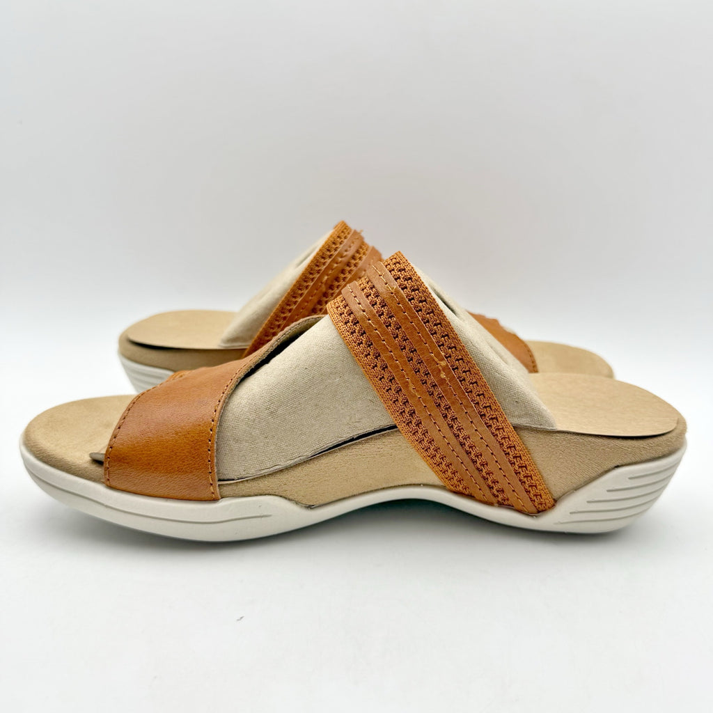 Halsa Footwear Womens Desiree Sandals Size 6 M EU 36 Tan Leather Slides NIB
