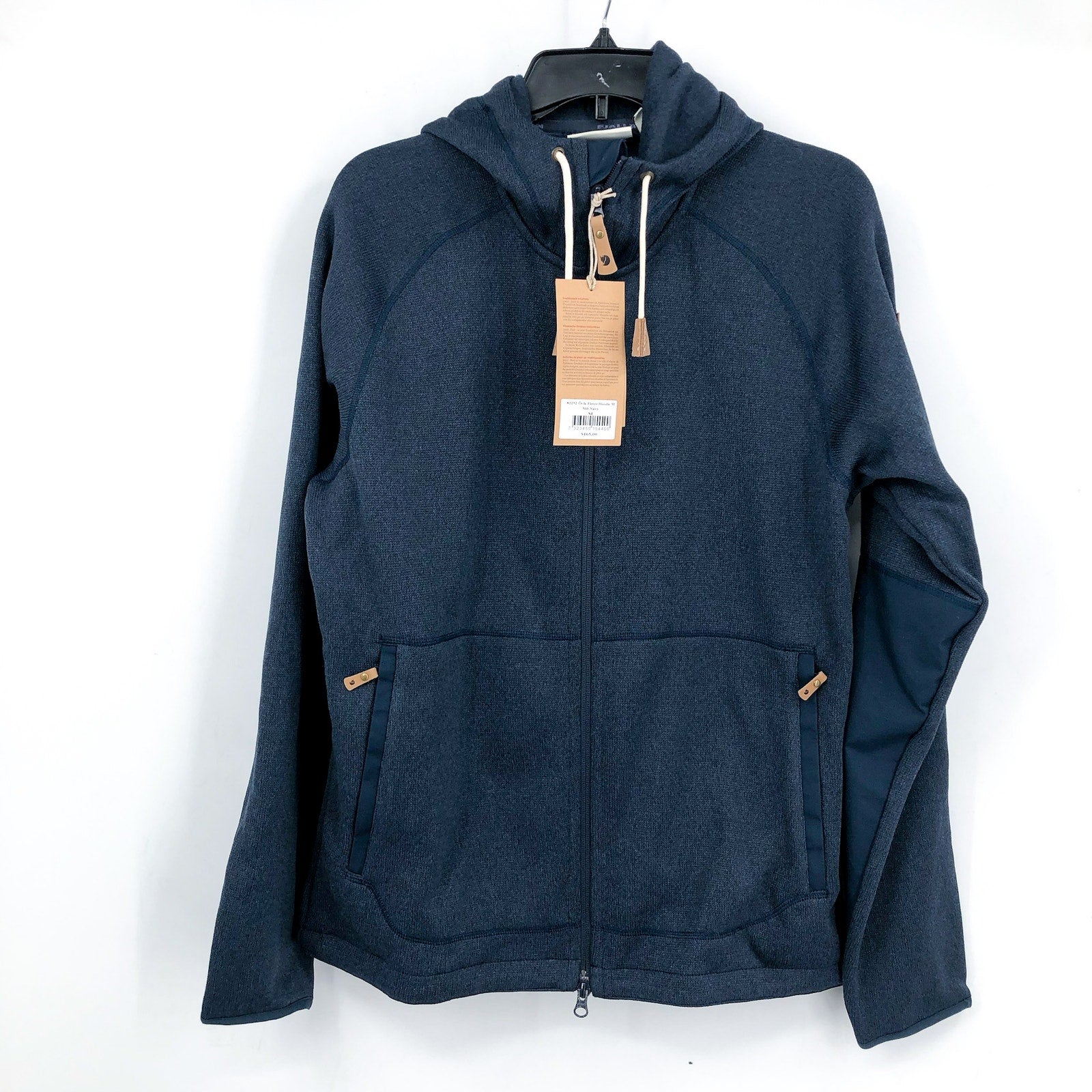FJALLRAVEN Men's Ovik Fleece Hoodie Medium Navy Blue Jacket Full Zip NWT