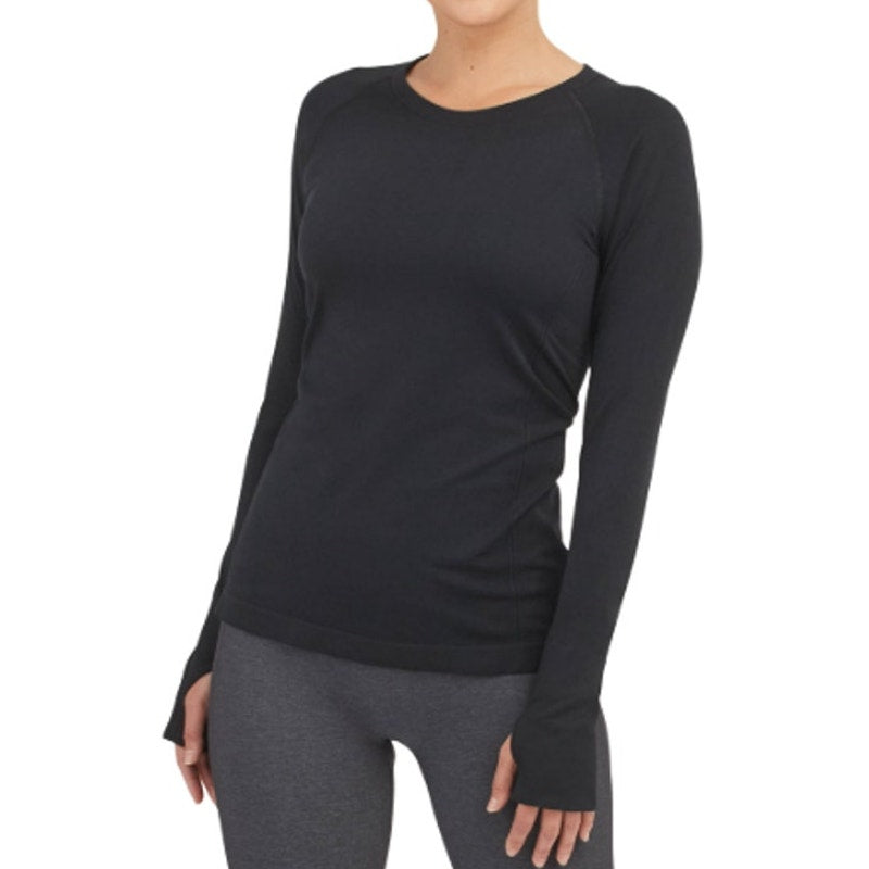 SPANX Women's Lamn Seamless Long Sleeve Tee 1X Very Black Crewneck NWT