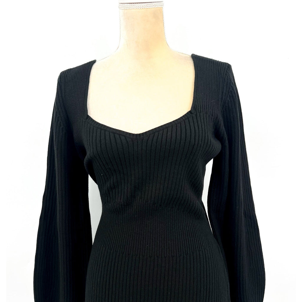 Paige Womens Celie Night Out Sweater Dress XL Black Blouson Sleeves NWOT