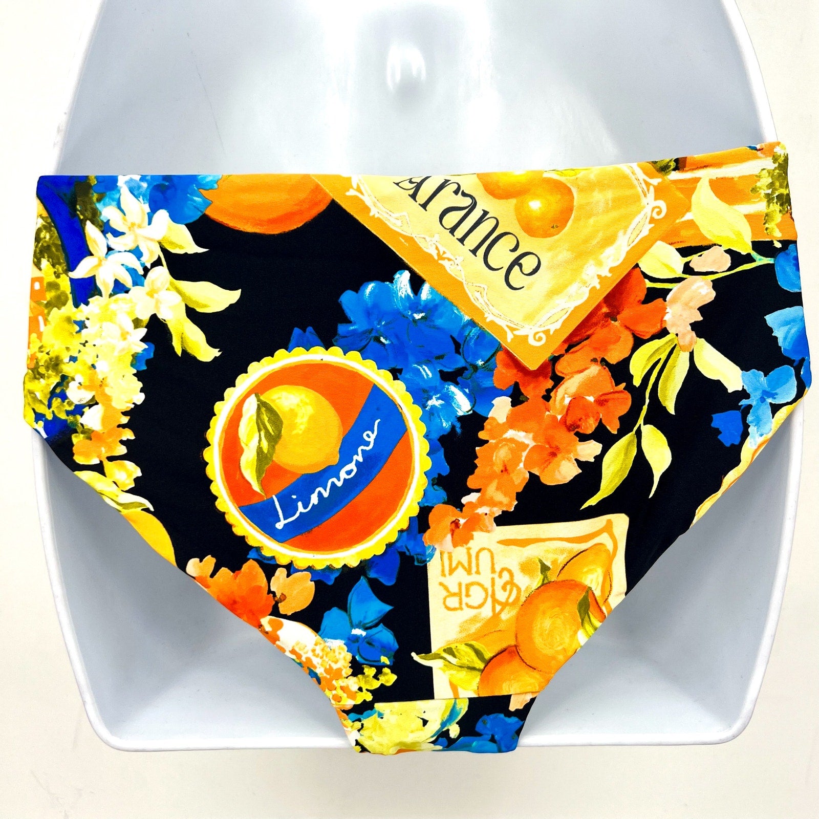 SEAFOLLY Women's Ciao Bella Hipster Bikini Pant Size 10 Blue Yellow Printed NWT