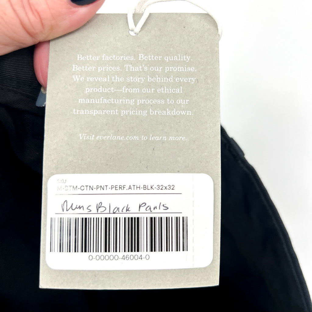 Everlane Uniform Men's Performance Chino Pants 32 X 32 Black Flat Front NWT