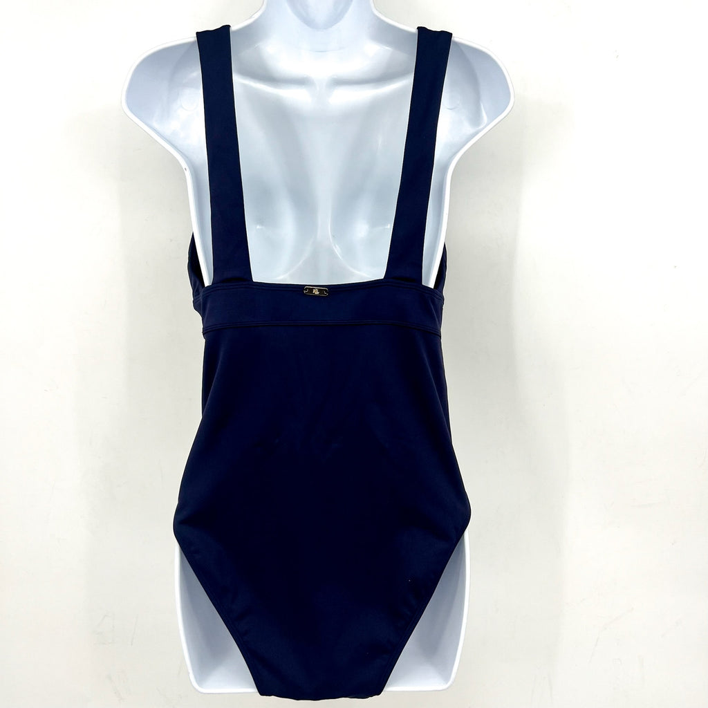 Lauren Ralph Lauren Sculpting One-Piece Swimsuit Size 4 Navy Blue V-Neck NWT