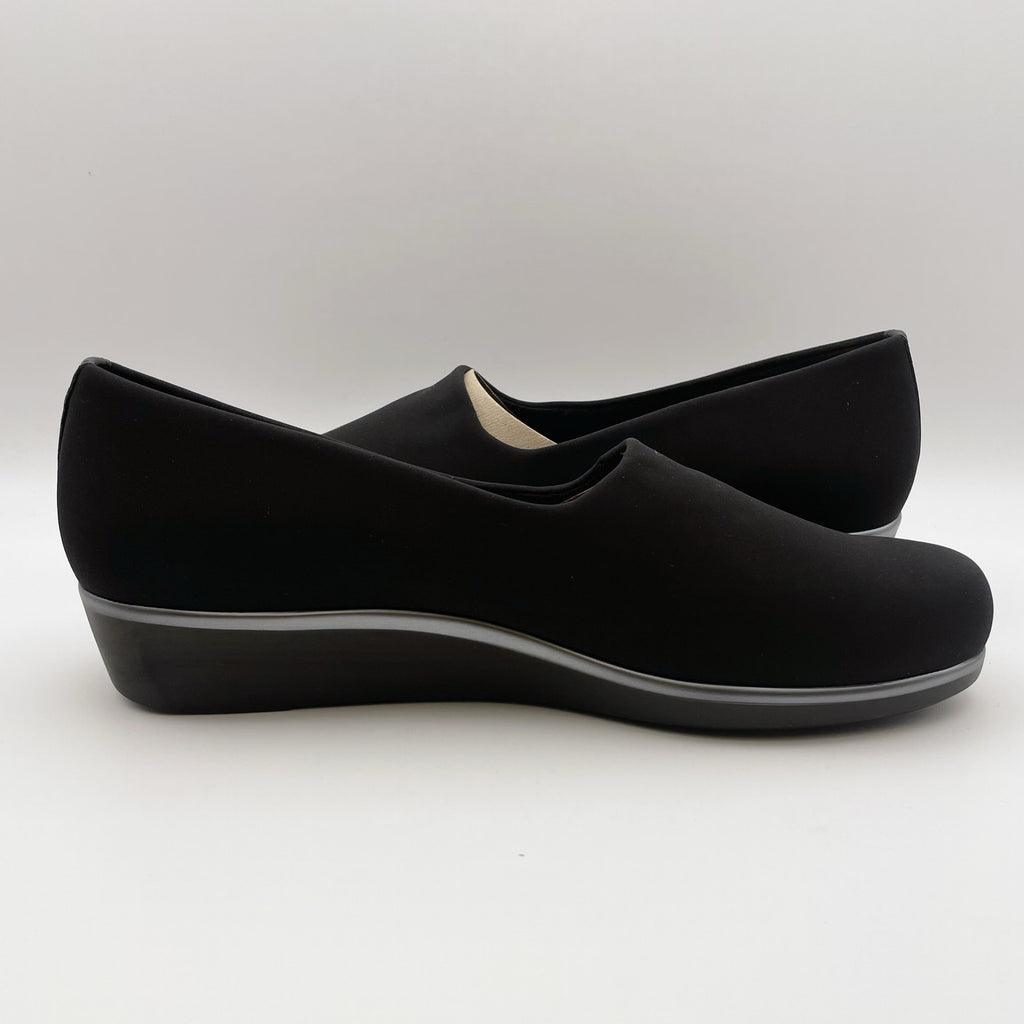 SAS Womens Bliss Slip-On Wedge Loafer US 11.5 M Black Leather Lined NIB