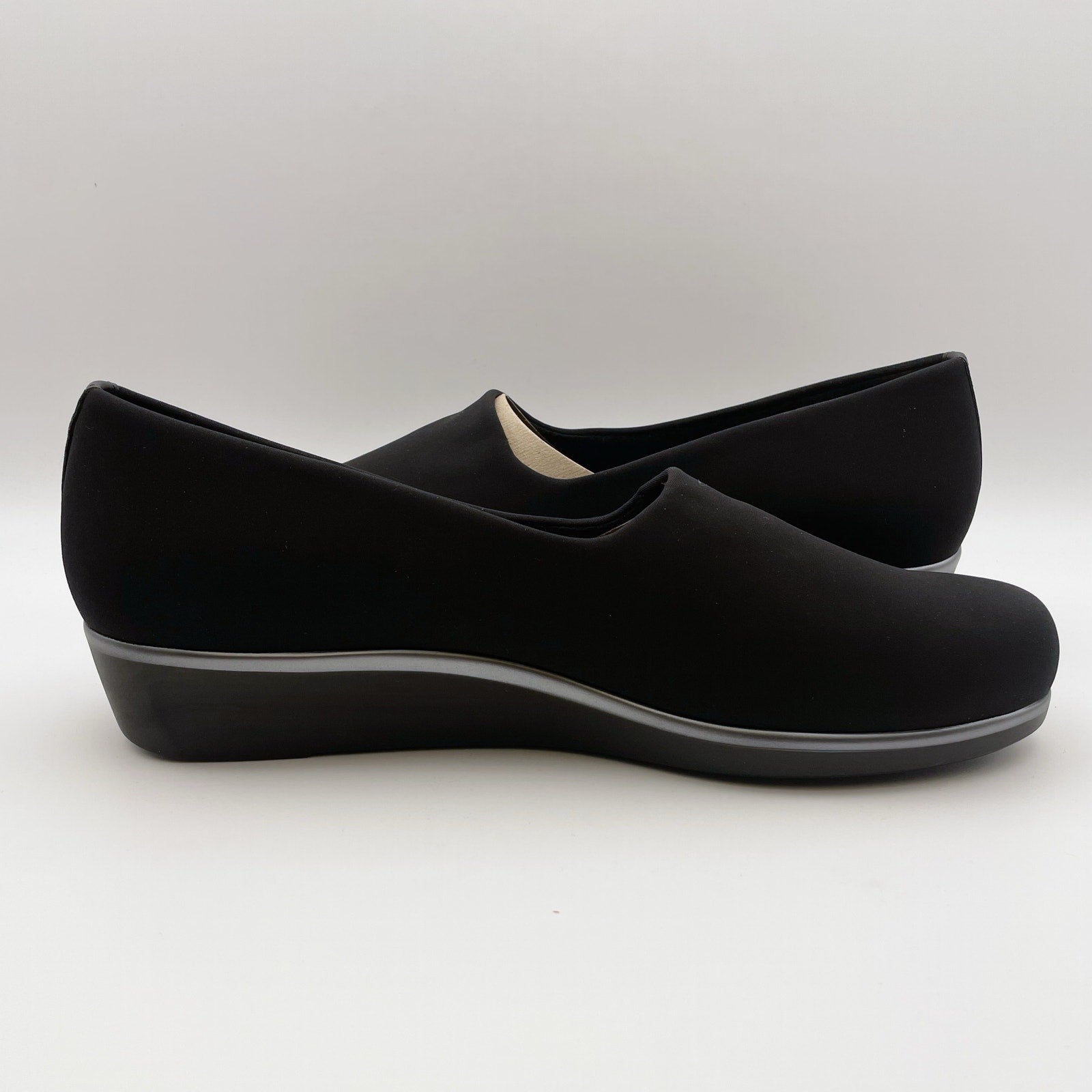SAS Womens Bliss Slip-On Wedge Loafer US 11.5 M Black Leather Lined NIB