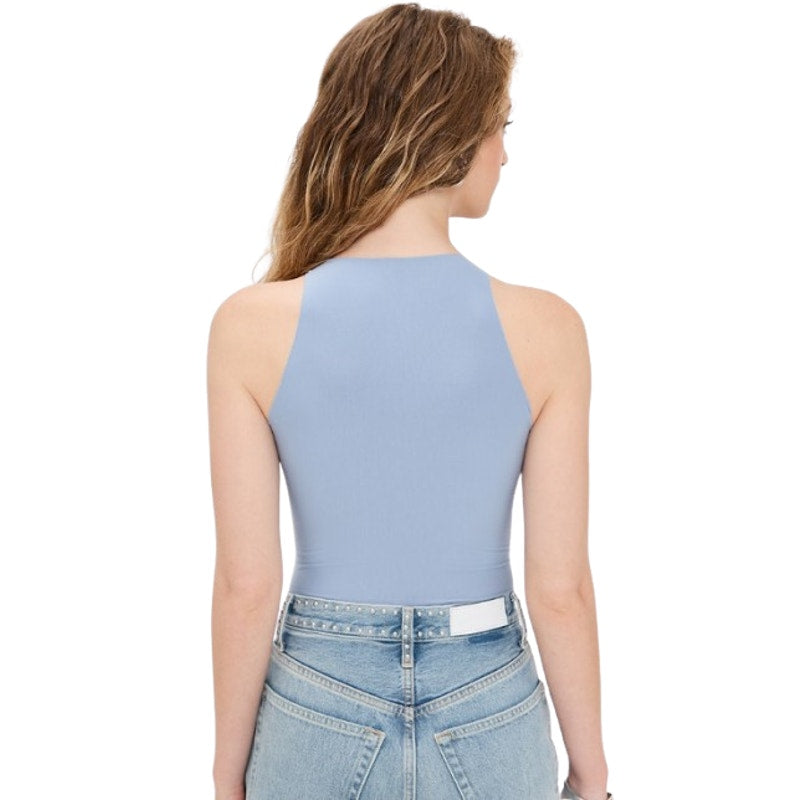 COMMANDO Women's Butter Crewneck Tank Bodysuit Small Blue Pool Stretch NWT