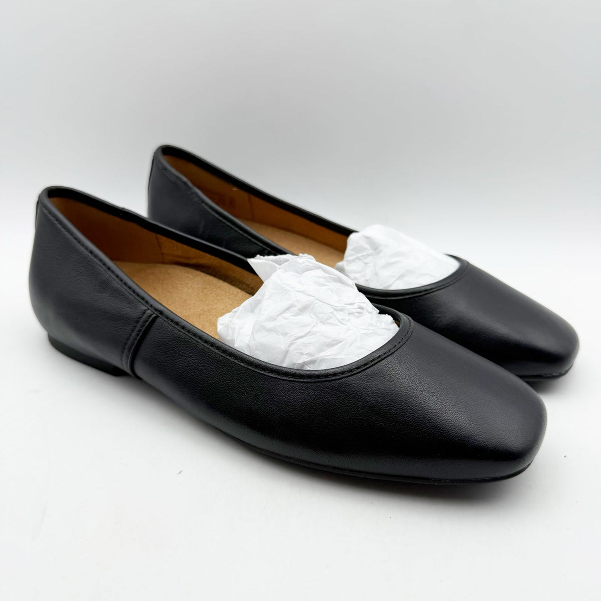 Vionic Womens Orinda Skimmers Flats Size 8.5 WIDE Black Leather Slip On NIB