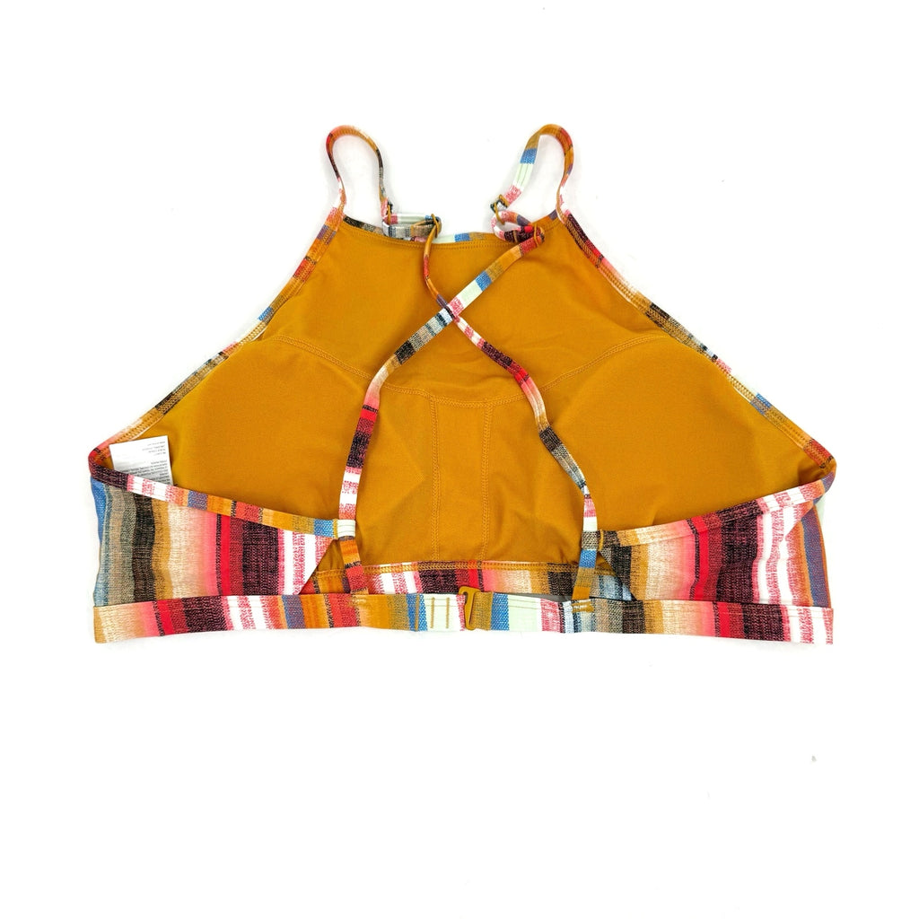 PRANA Women's Taranto Bikini Top XL Gold Baja Stripe Halter Swim NWT