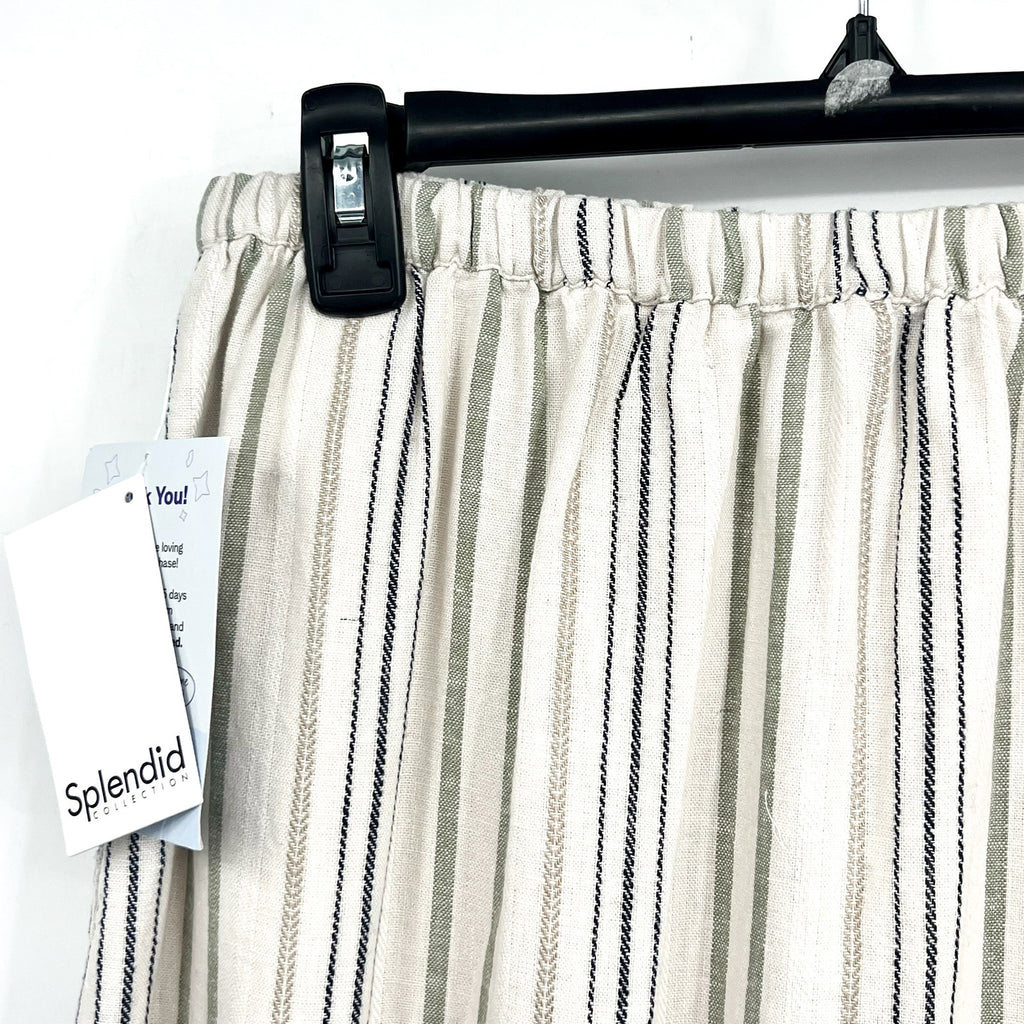 SPLENDID Women's Demi Maxi Skirt XS White Blue Cypress Stripe Button Front NWT