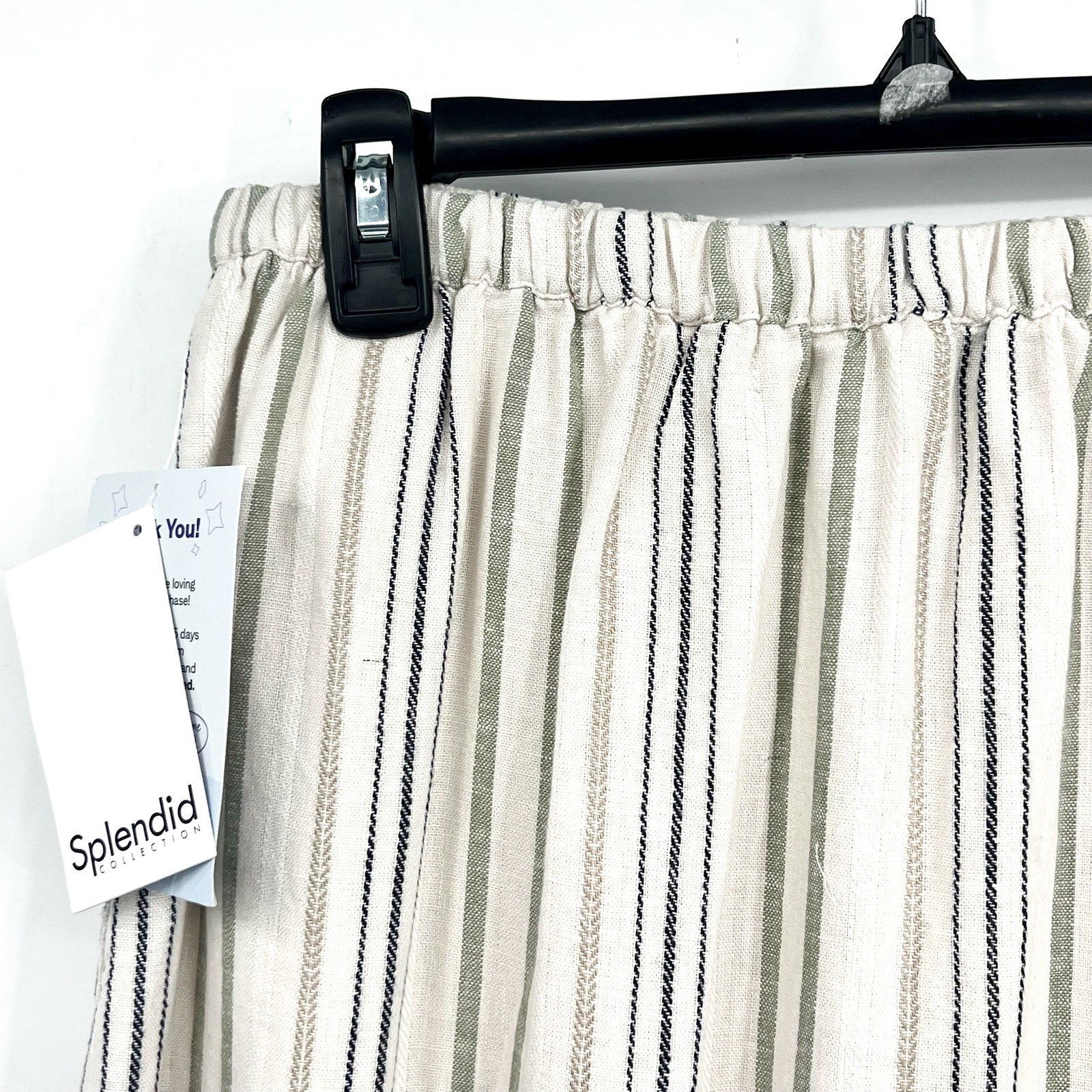 SPLENDID Women's Demi Maxi Skirt XS White Blue Cypress Stripe Button Front NWT