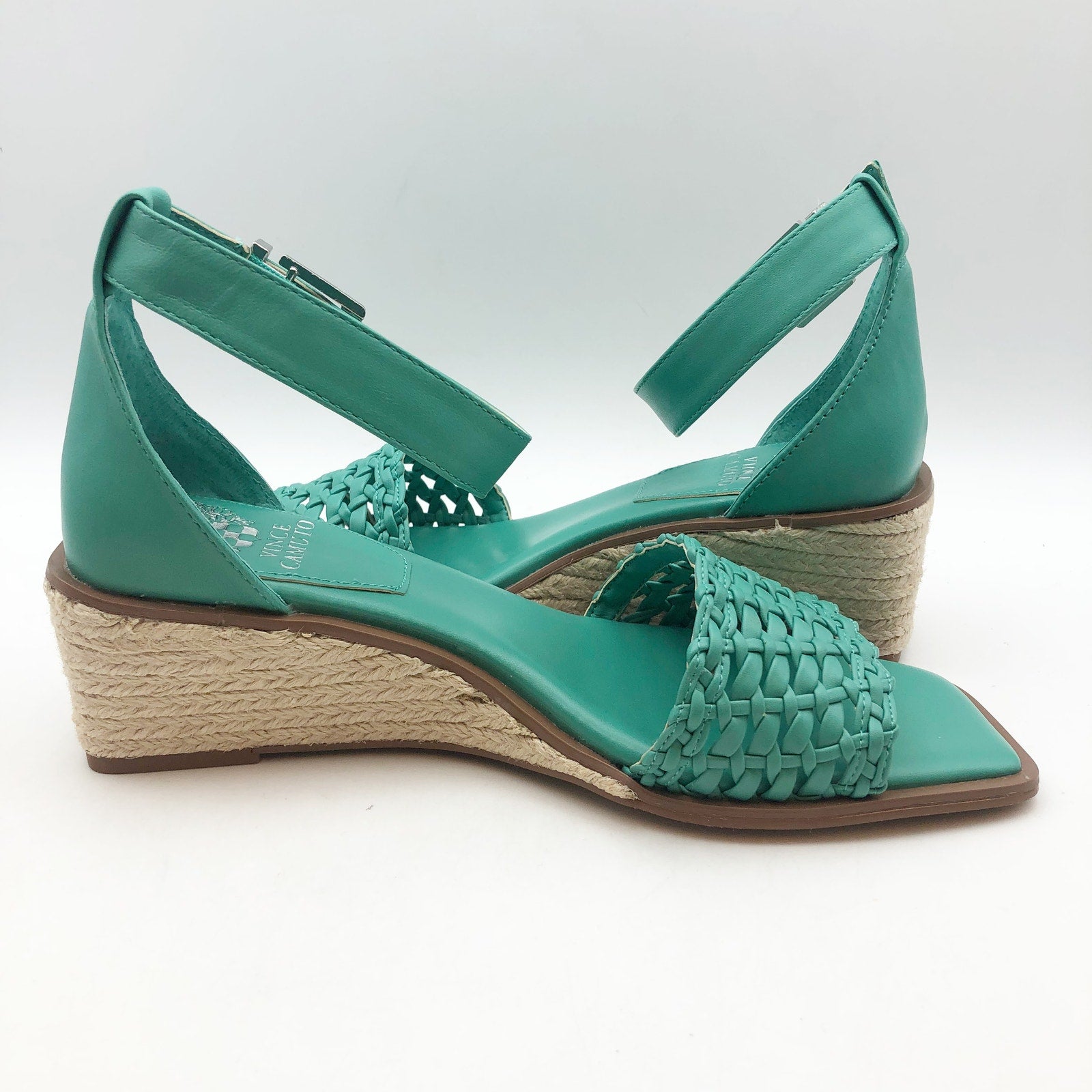 Vince Camuto Womens Bretandi Espadrille Wedge Sandals Size 7.5 Blue Green NIB
