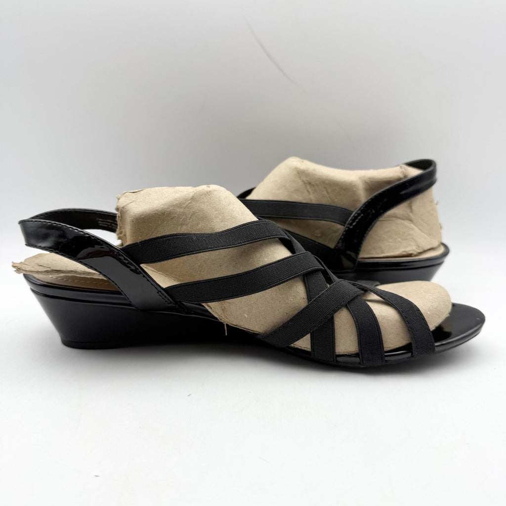 LifeStride Womens Yung Strappy Wedge Sandals US 9 Narrow EU 40 Black NWOB