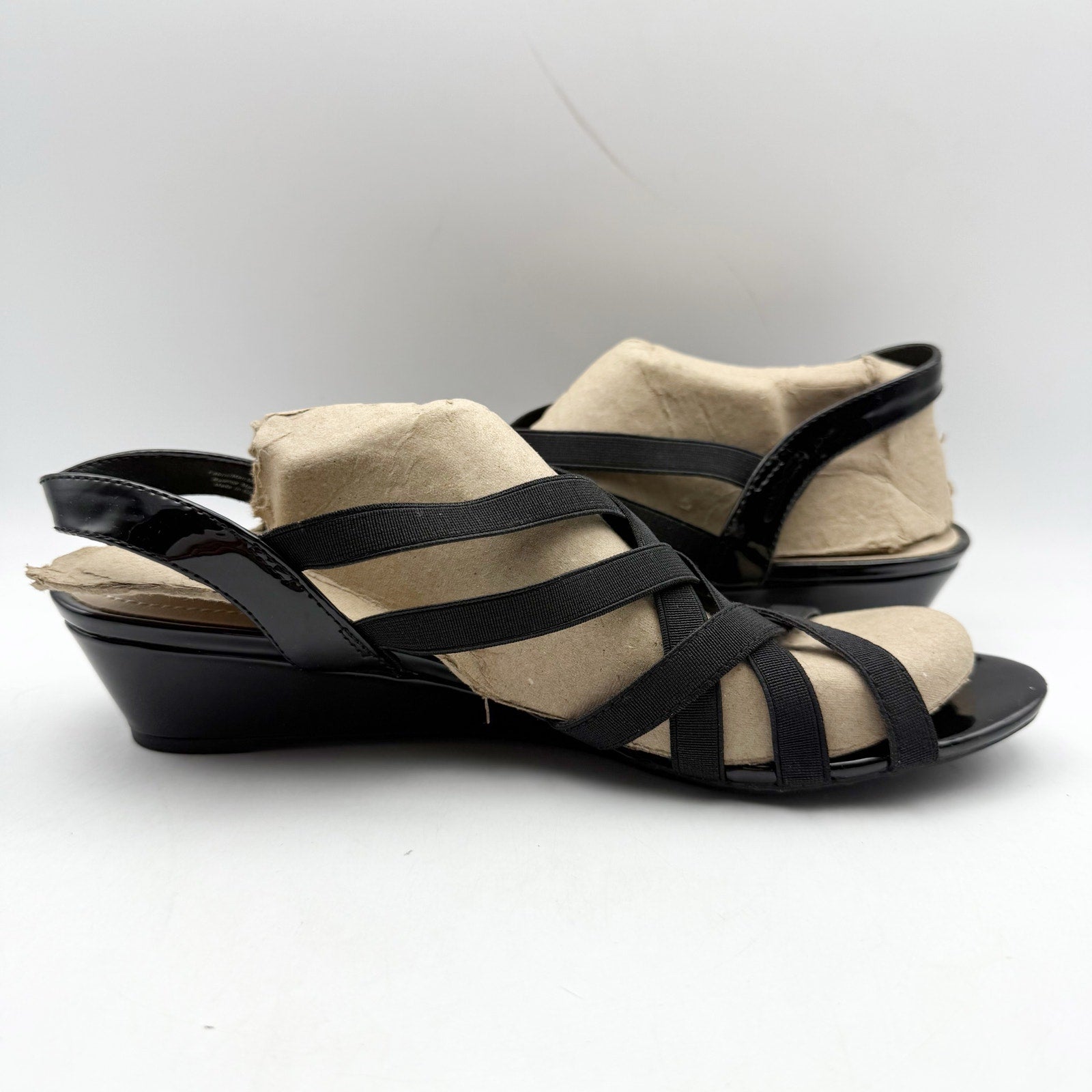 LifeStride Womens Yung Strappy Wedge Sandals US 9 Narrow EU 40 Black NWOB