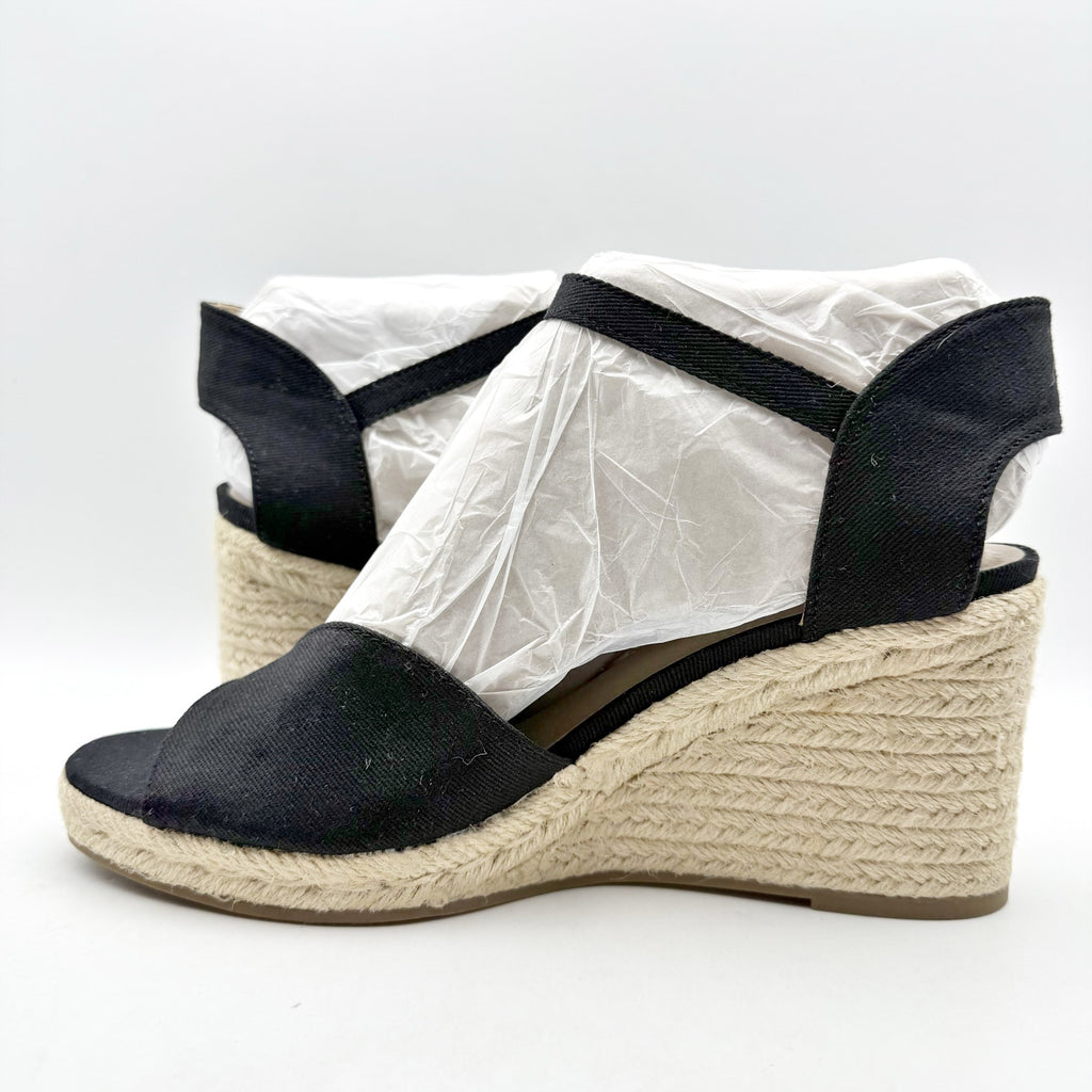 LifeStride Womens Tess Wedge Espadrille Sandals US 11 Wide EU 42 Black NIB
