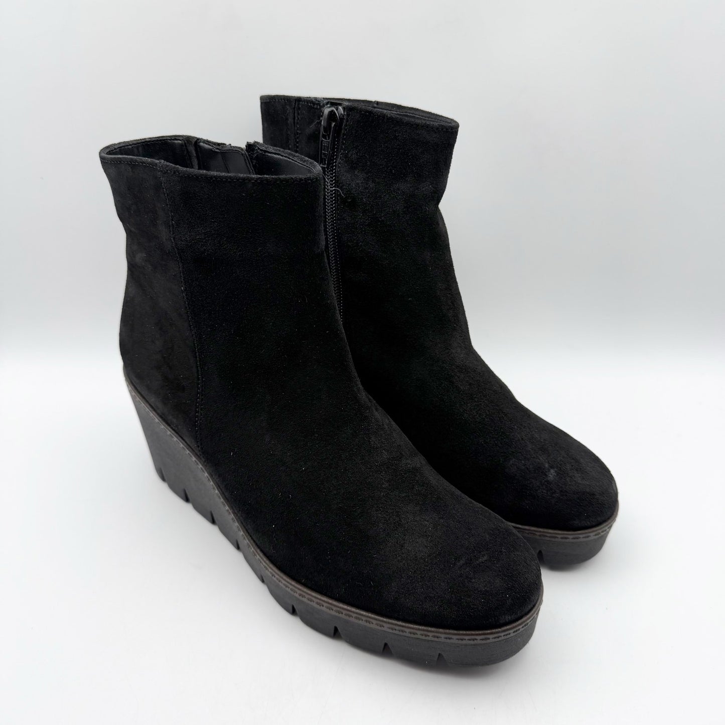 Gabor Womens 34.780 Wedge Booties US 8 Fr 38.5 Black Suede NIB