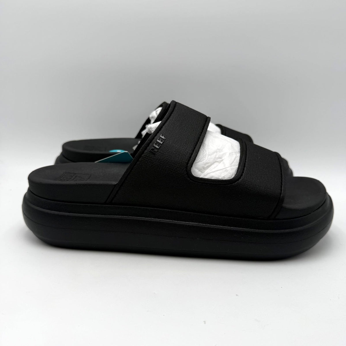 Reef Womens Cushion Bondi 2 Bar Slide Sandals Size 10 EU 41 Black Platform NWT