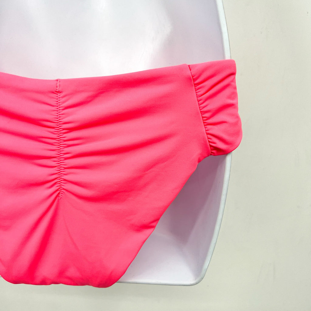 BECCA Womens Coast Adela Hipster Bikini Bottom Large Pink Coral Reef Shirred NWT