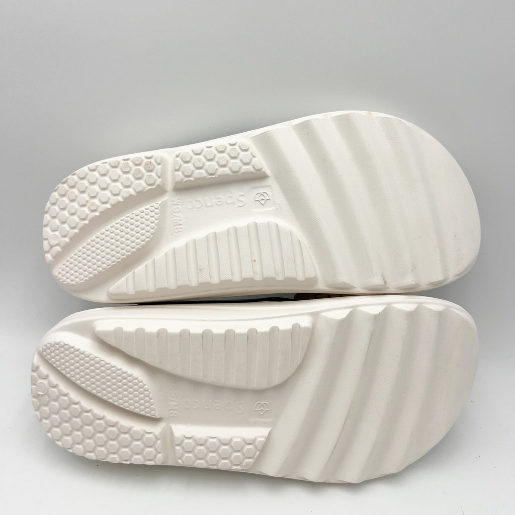 Spenco Women Fusion 2 Pearl Sandals Size 9 White Black Slide Flip Flop NWOB