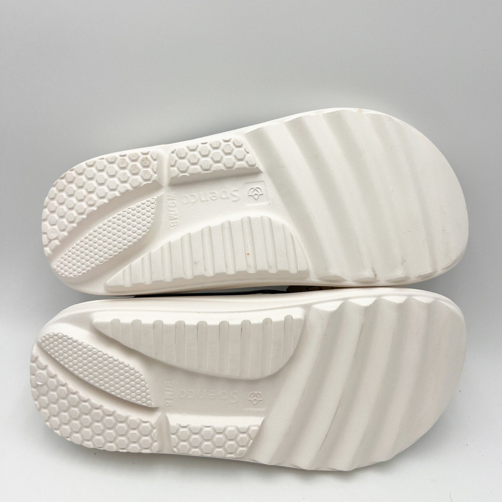 Spenco Women Fusion 2 Pearl Sandals Size 9 White Black Slide Flip Flop NWOB