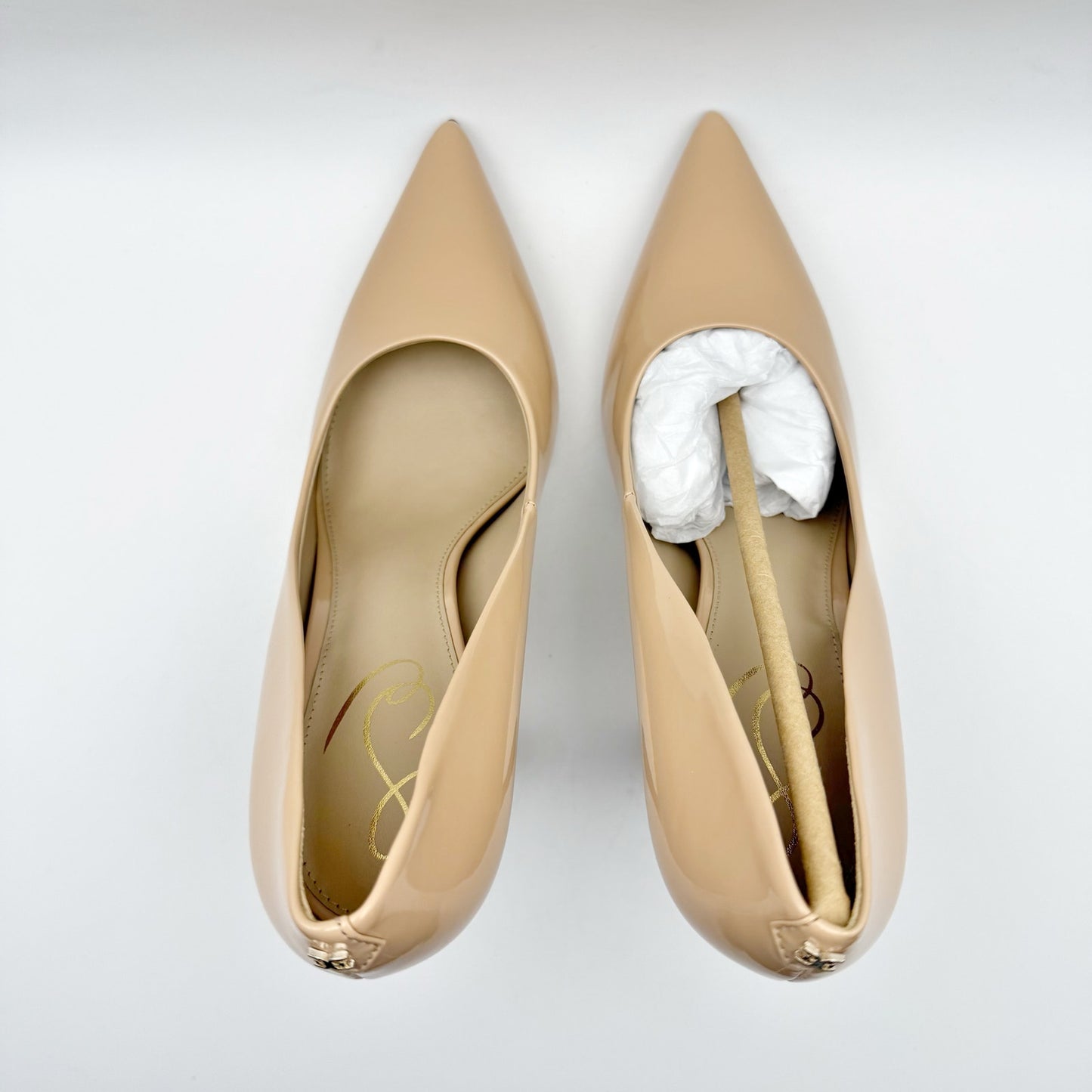 Sam Edelman Womens Antonia Pumps US 7.5 M EU 37.5 Beige Patent Leather NIB