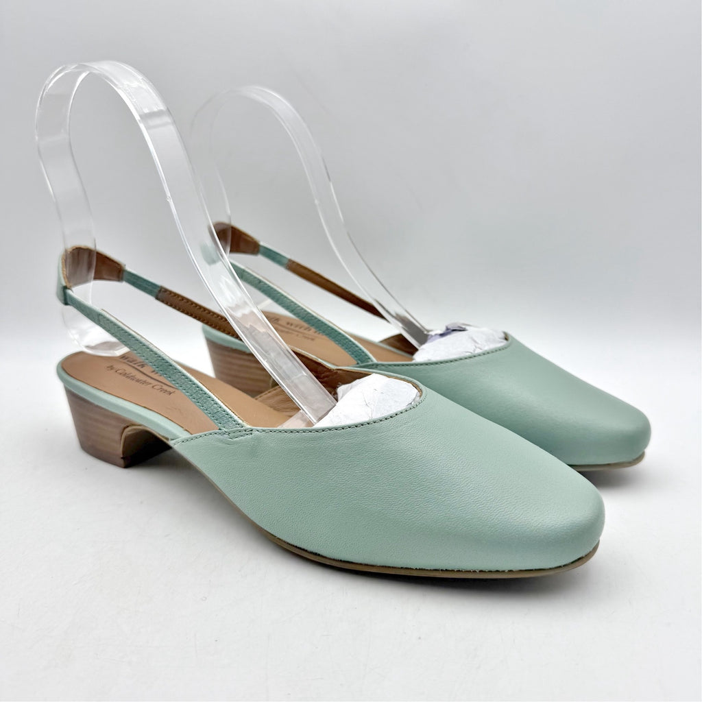 Coldwater Creek Womens Josie 2 Slingback Heels Size Size 9 Sea Green Leather NIB