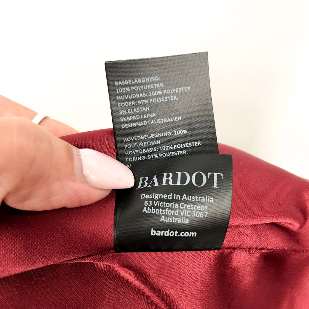 BARDOT Womens Wrap Midi Dress Large US 8 Red Burgundy Vegan Leather NWT
