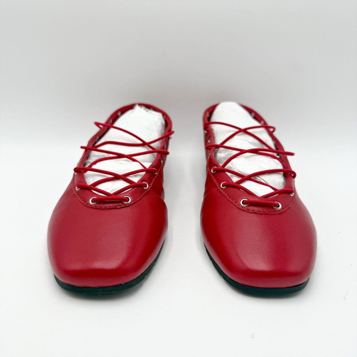 Steve Madden Womens Pointe Flats Size 8 M Red Leather Lace-Up NIB