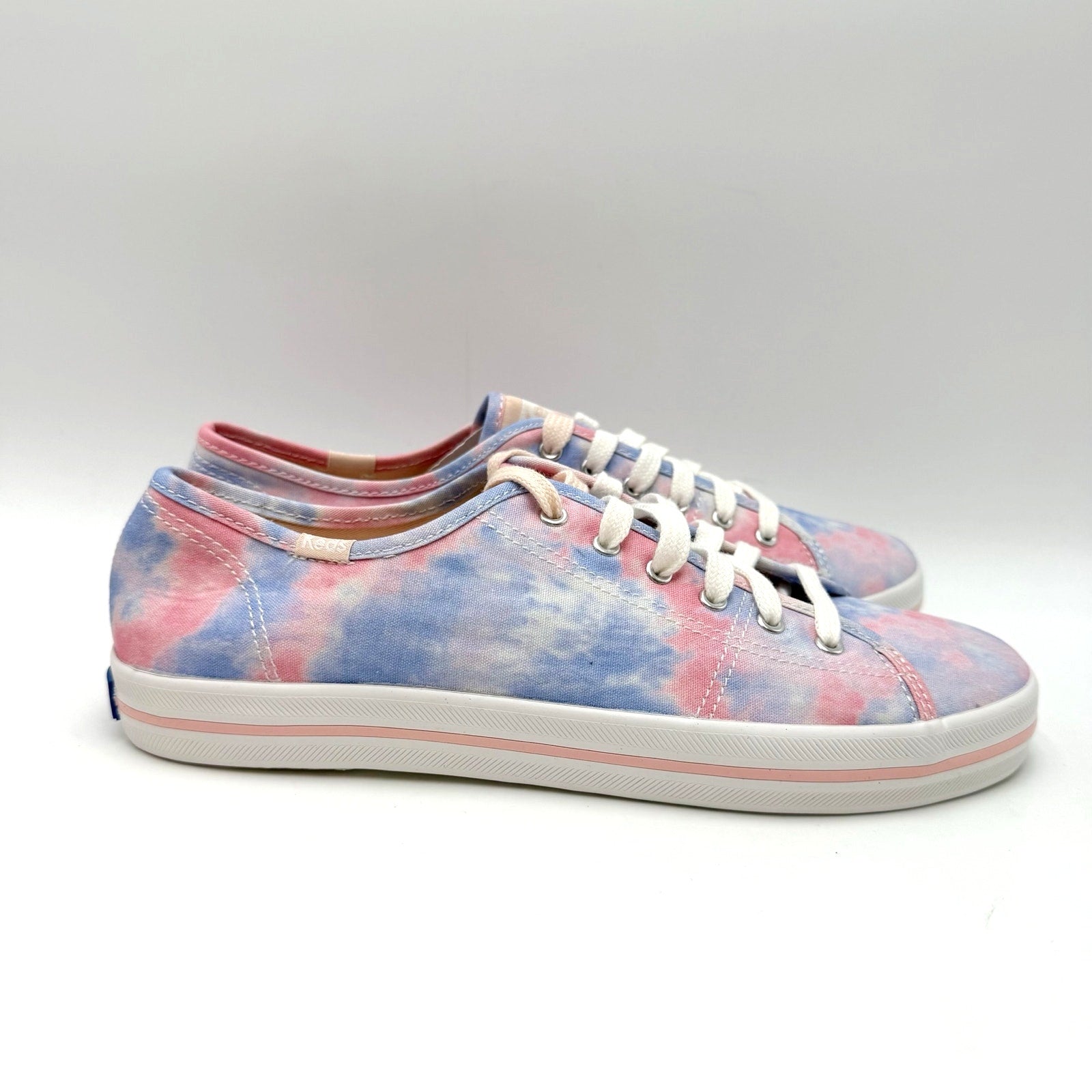 Keds Womens Kickstart Low Sneakers Size 8.5 Tie Dye Pink Blue Canvas NWOB