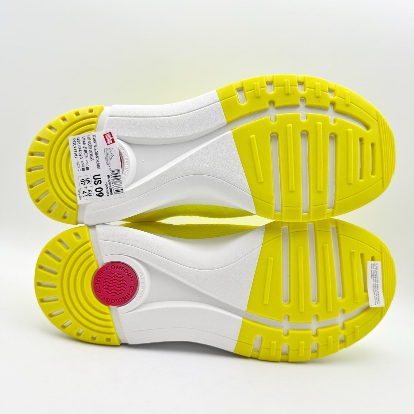 FitFlop Womens VITAMIN FFX Sports Sneakers US 9 Yellow Glow-in-the-Dark Knit NIB