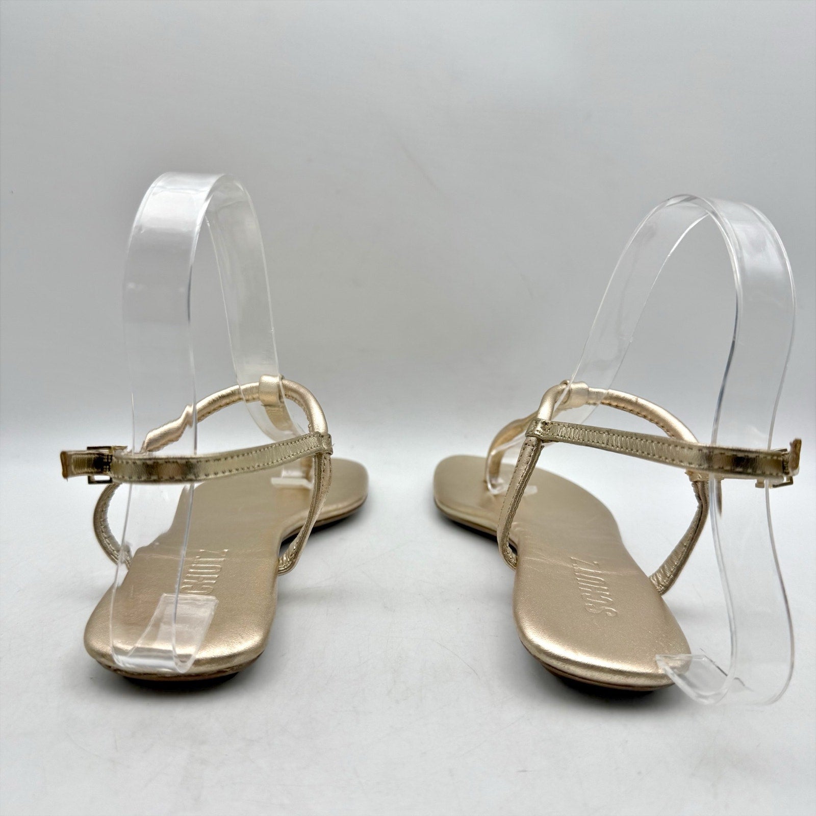 Schutz Womens Elsha Flat Sandals US 5 M Gold Leather NWOB