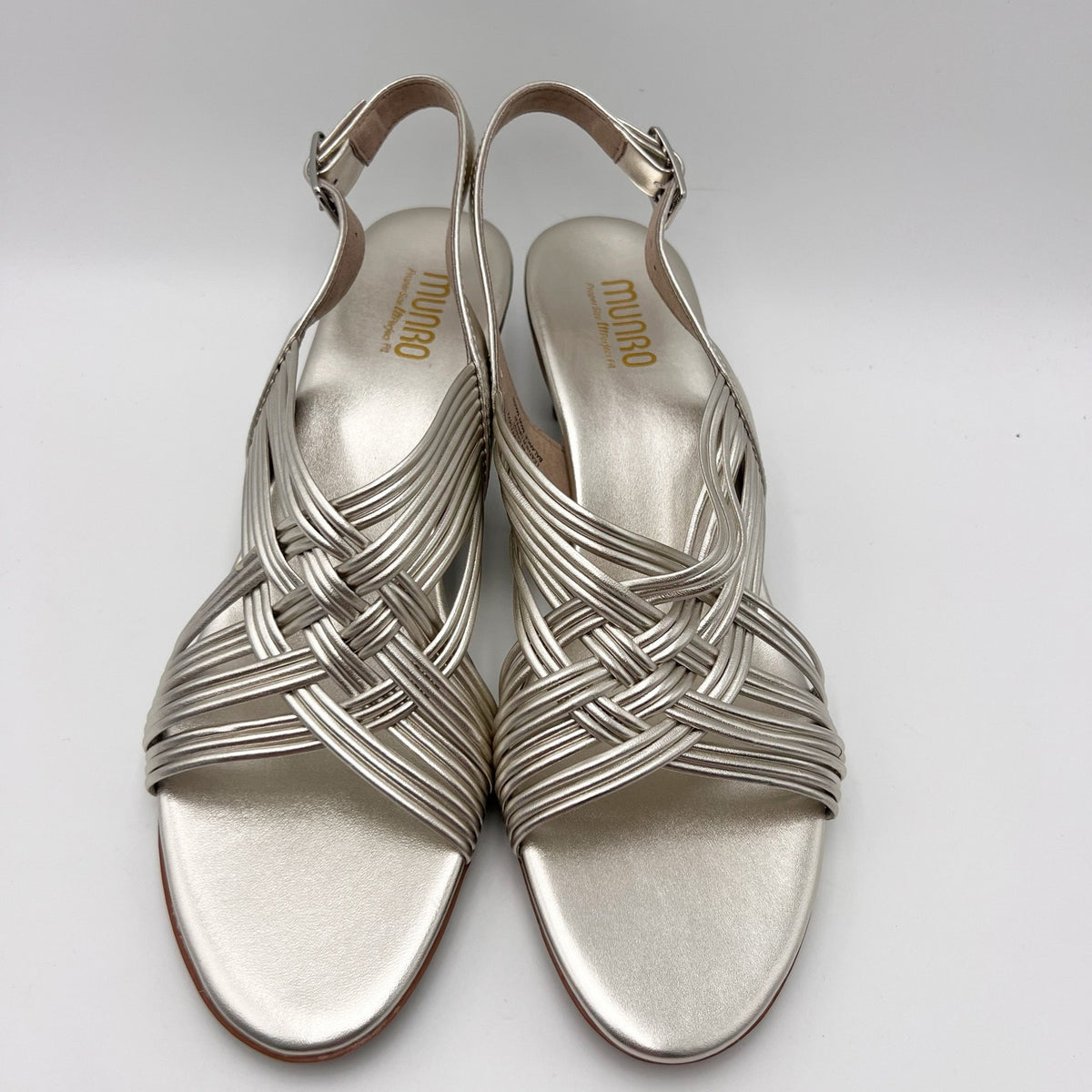 Munro Womens Marianna Heeled Sandals Size 12 M Silver Leather NWOB