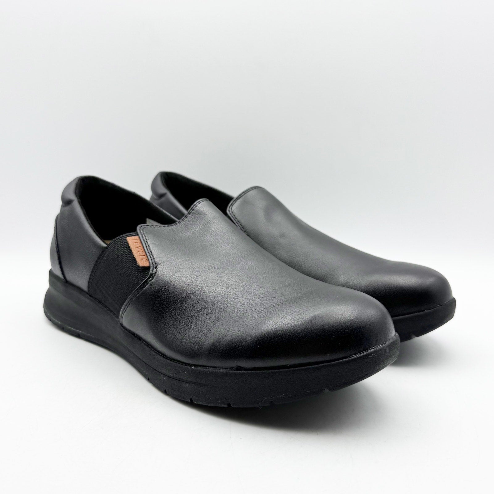 Revere Womens Panama Casual Sneakers US 11 M EU 42 Black Leather Slip On NIB