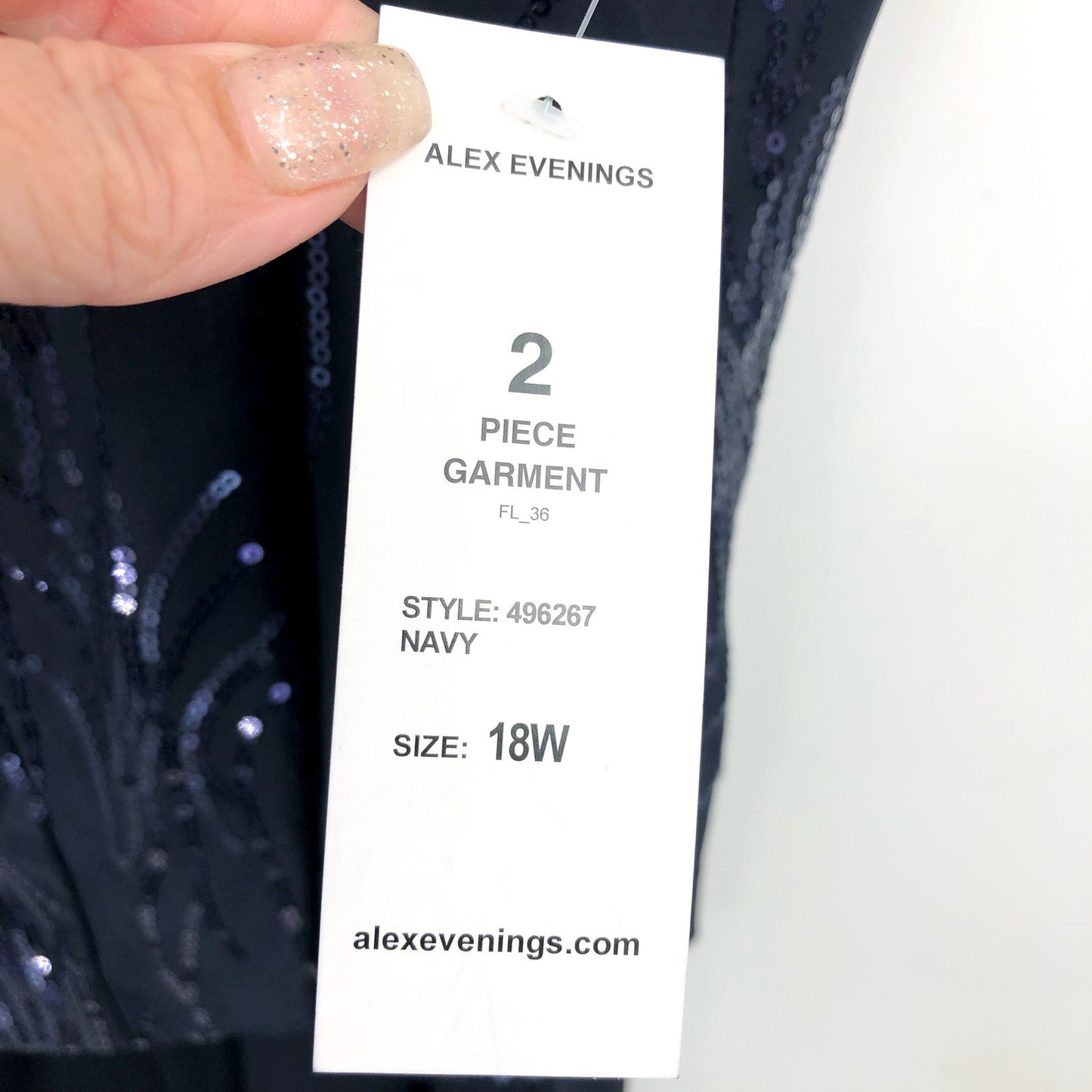 ALEX EVENINGS Chiffon & Sequin Dress & Jacket Set 18W Navy Blue Formal NWT