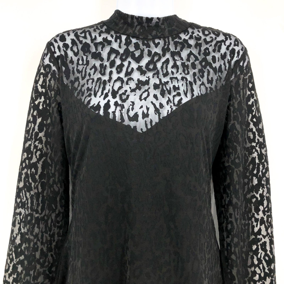 ALLSAINTS Women's Hanna Anita Devore Leopard Print Mini Dress Size 10 Black NWT