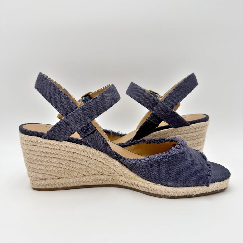 Lucky Brand Womens Mindra Espadrille Wedge Sandals Size 10 Wide Indigo Blue NIB