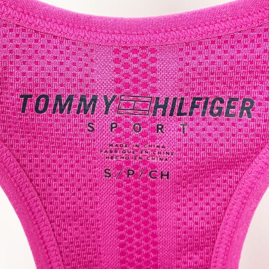 TOMMY HILFIGER SPORT Seamless Sports Bra Small Pink Dahlia Seamless Scoop NWT