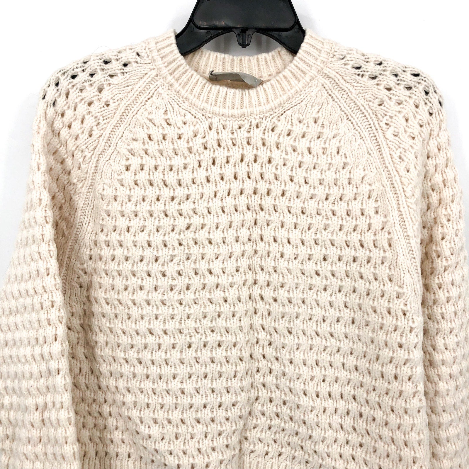 Everlane Womens Cloud Oversized Crew Sweater Small Cream Bone Textured Knit NWOT