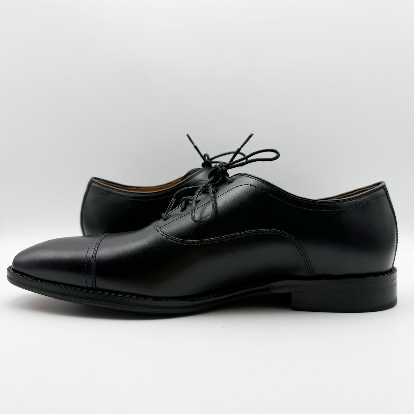 Johnston & Murphy Mens Sullivan Cap Toe Dress Shoes US 11 M Black Leather NIB